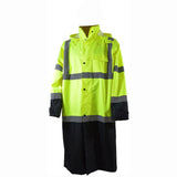 Lime/Black Waterproof Hi-Vis Long Rain Jacket