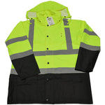 Lime/Black Waterproof Hi-Vis Rain Jacket