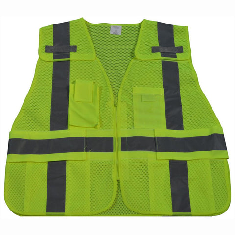 Green Reflective Vest with Zip & ID Pocket – Bramley Safety